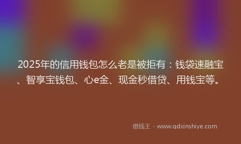 2025年的信用钱包怎么老是被拒有：钱袋速融宝、智享宝钱包、心e金、现金秒借贷、用钱宝等。