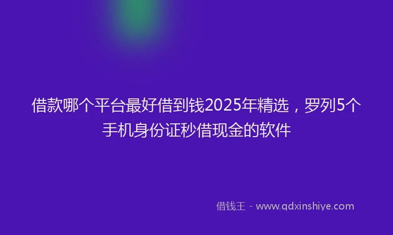 借款哪个平台最好借到钱2025年精选，罗列5个手机身份证秒借现金的软件