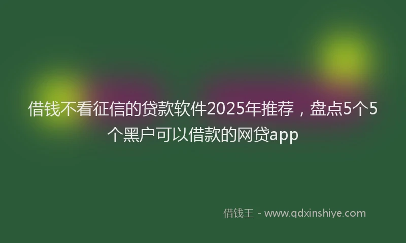 借钱不看征信的贷款软件2025年推荐，盘点5个5个黑户可以借款的网贷app