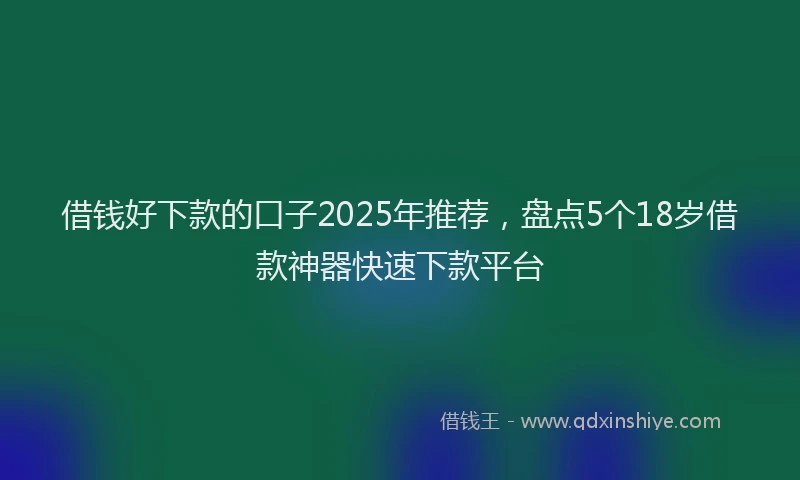 借钱好下款的口子2025年推荐，盘点5个18岁借款神器快速下款平台