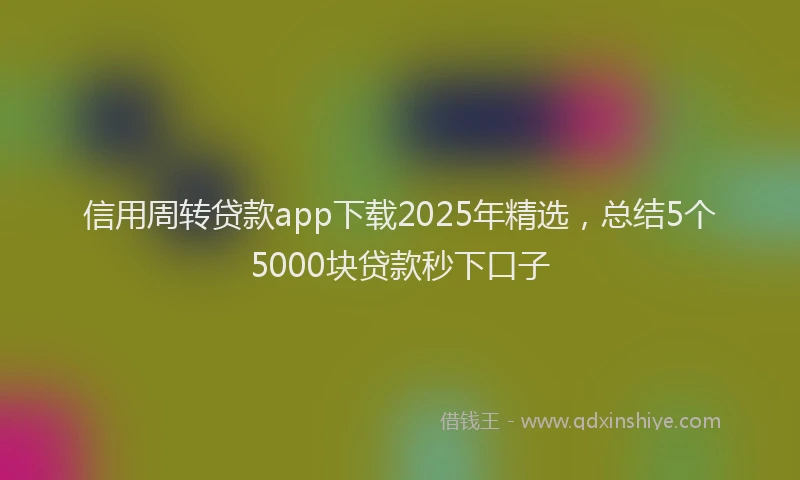 信用周转贷款app下载2025年精选，总结5个5000块贷款秒下口子