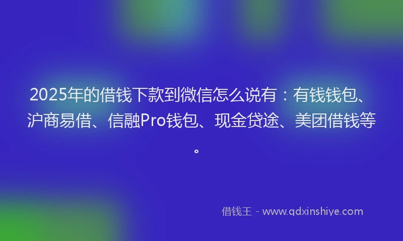 2025年的借钱下款到微信怎么说有：有钱钱包、沪商易借、信融Pro钱包、现金贷途、美团借钱等。
