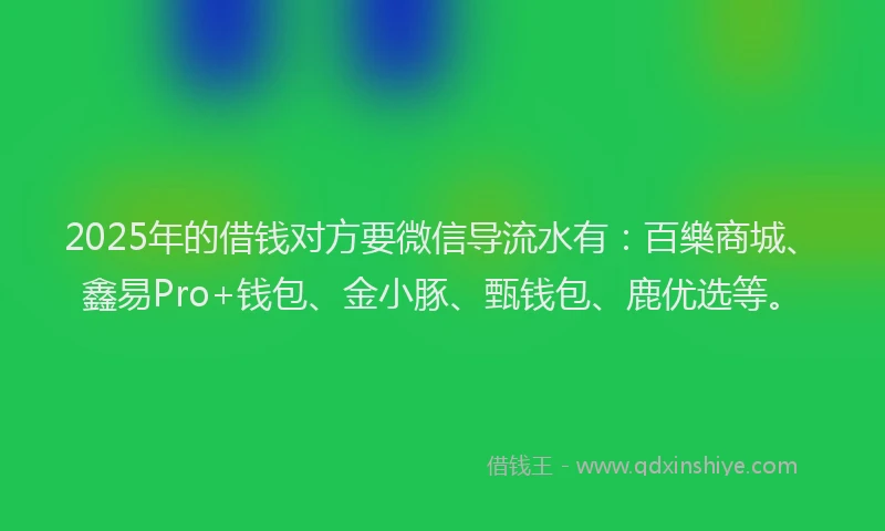 2025年的借钱对方要微信导流水有：百樂商城、鑫易Pro+钱包、金小豚、甄钱包、鹿优选等。