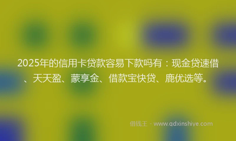 2025年的信用卡贷款容易下款吗有：现金贷速借、天天盈、蒙享金、借款宝快贷、鹿优选等。