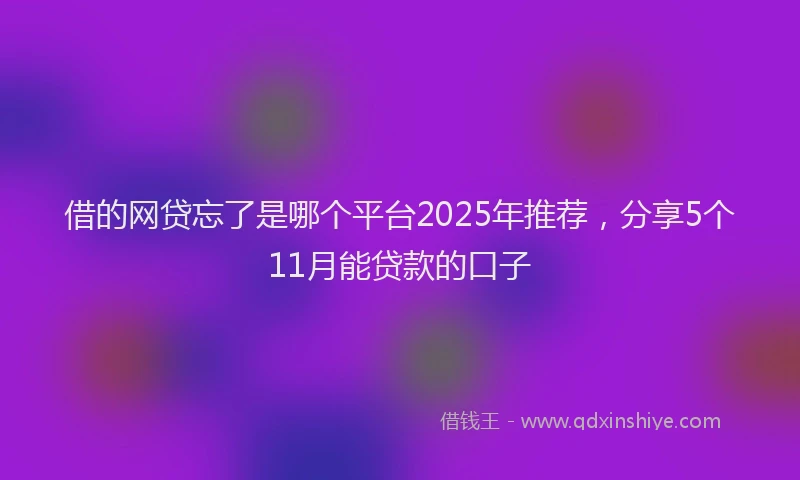 借的网贷忘了是哪个平台2025年推荐，分享5个11月能贷款的口子
