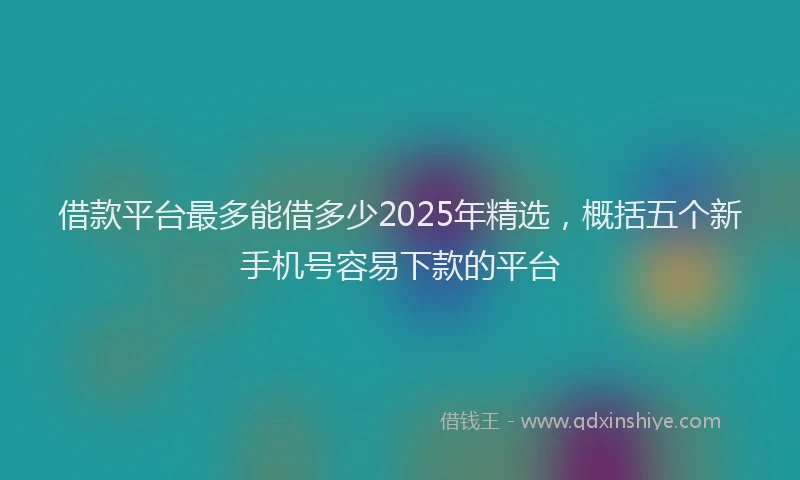 借款平台最多能借多少2025年精选,概括五个新手机号容易下款的平台