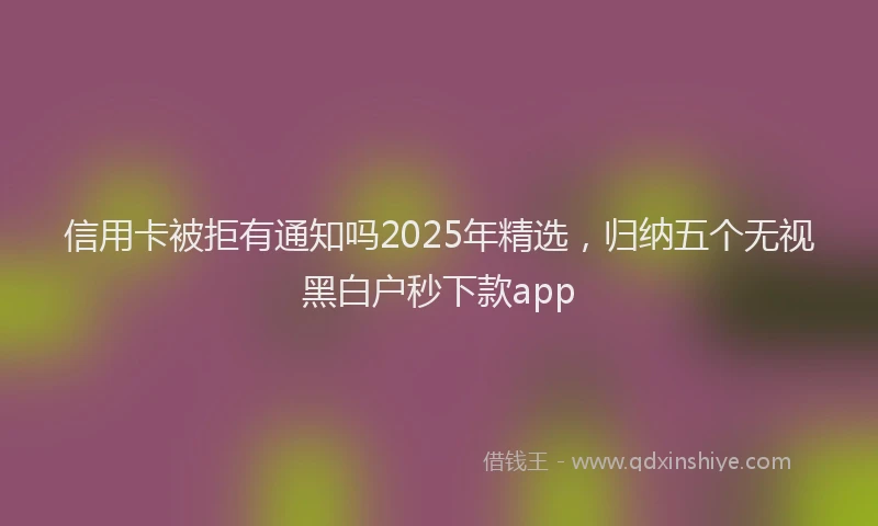 信用卡被拒有通知吗2025年精选,归纳五个无视黑白户秒下款app