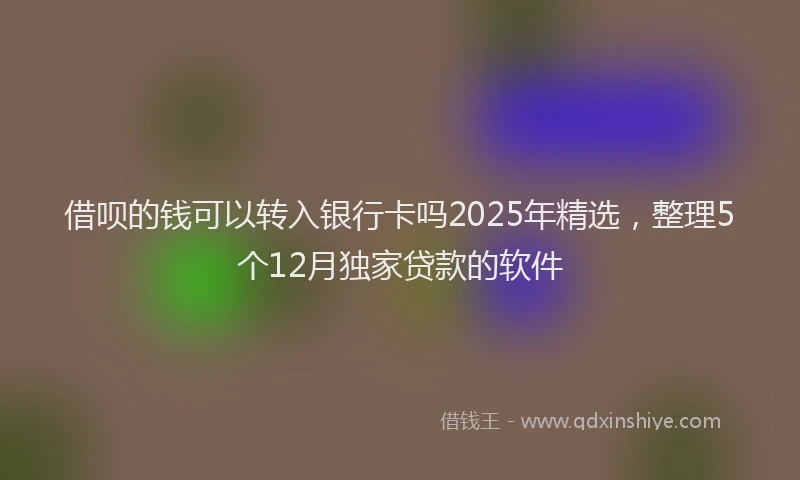 借呗的钱可以转入银行卡吗2025年精选，整理5个12月独家贷款的软件
