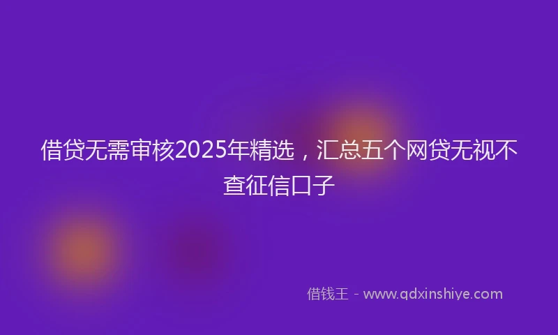 借贷无需审核2025年精选，汇总五个网贷无视不查征信口子