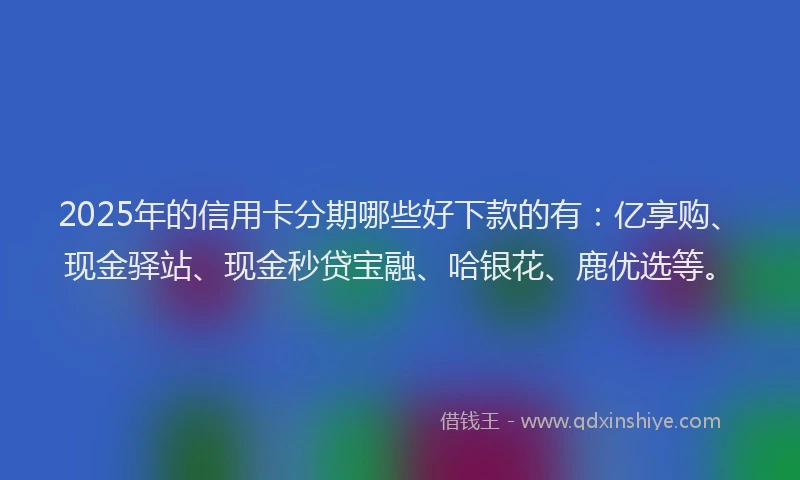 2025年的信用卡分期哪些好下款的有：亿享购、现金驿站、现金秒贷宝融、哈银花、鹿优选等。