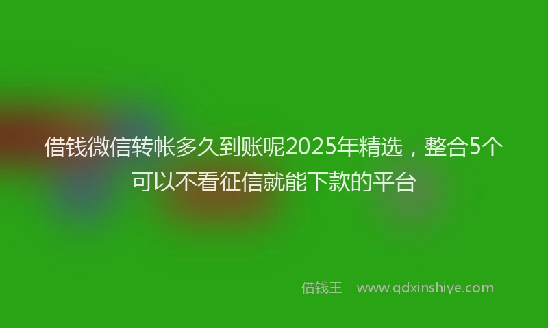 借钱微信转帐多久到账呢2025年精选，整合5个可以不看征信就能下款的平台