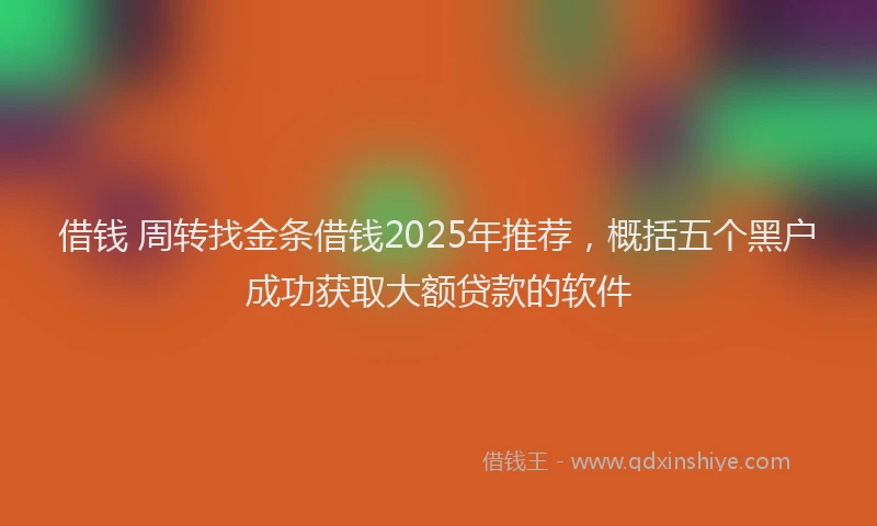借钱 周转找金条借钱2025年推荐，概括五个黑户成功获取大额贷款的软件