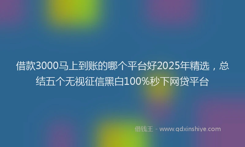 借款3000马上到账的哪个平台好2025年精选，总结五个无视征信黑白100%秒下网贷平台