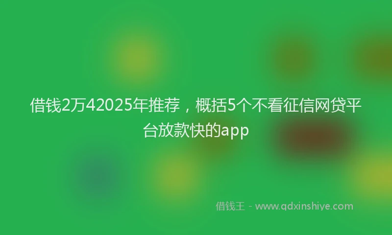 借钱2万42025年推荐，概括5个不看征信网贷平台放款快的app