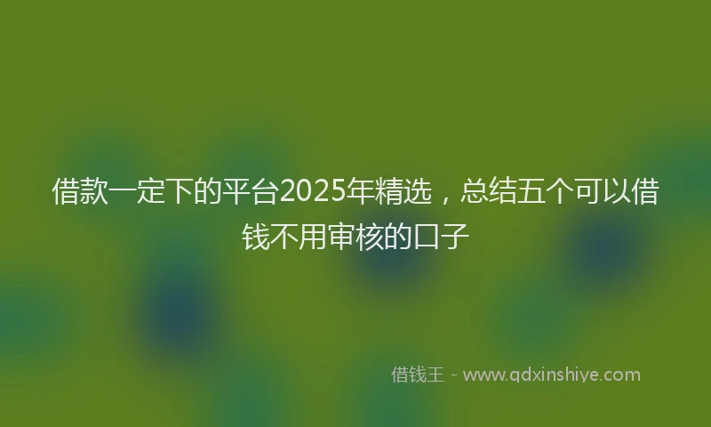 借款一定下的平台2025年精选，总结五个可以借钱不用审核的口子
