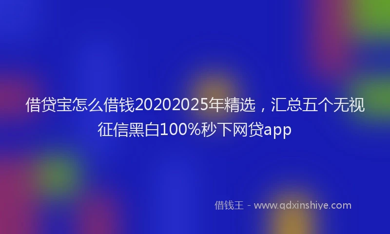 借贷宝怎么借钱20202025年精选，汇总五个无视征信黑白100%秒下网贷app