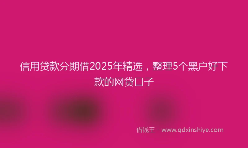 信用贷款分期借2025年精选，整理5个黑户好下款的网贷口子