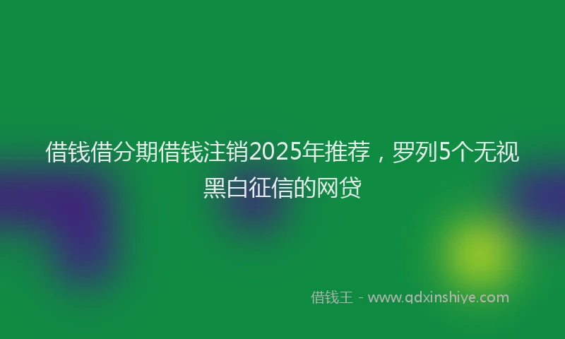 借钱借分期借钱注销2025年推荐，罗列5个无视黑白征信的网贷