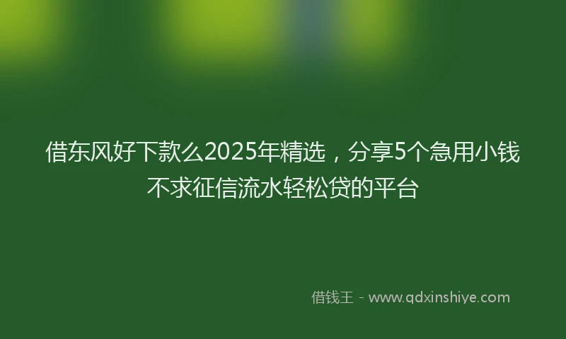 借东风好下款么2025年精选，分享5个急用小钱不求征信流水轻松贷的平台