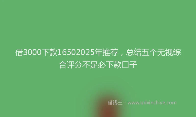 借3000下款16502025年推荐，总结五个无视综合评分不足必下款口子