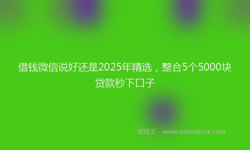 借钱微信说好还是2025年精选，整合5个5000块贷款秒下口子