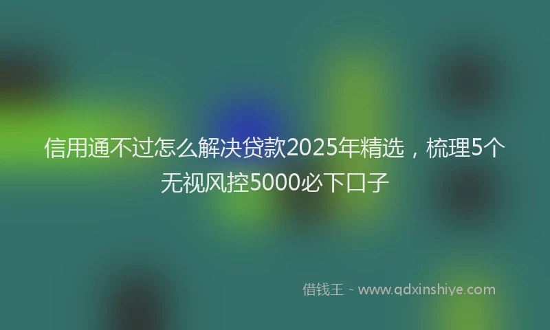 信用通不过怎么解决贷款2025年精选，梳理5个无视风控5000必下口子