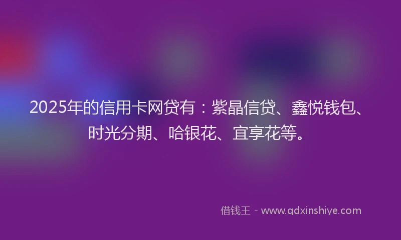 2025年的信用卡网贷有：紫晶信贷、鑫悦钱包、时光分期、哈银花、宜享花等。