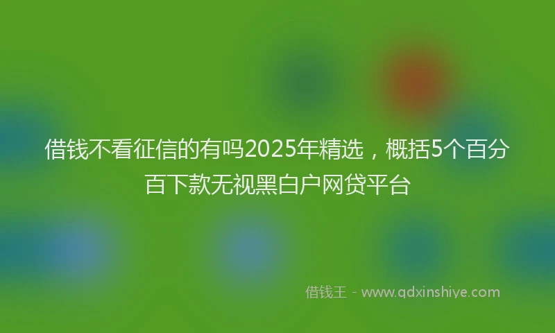 借钱不看征信的有吗2025年精选，概括5个百分百下款无视黑白户网贷平台