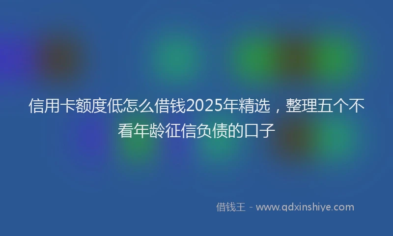 信用卡额度低怎么借钱2025年精选，整理五个不看年龄征信负债的口子