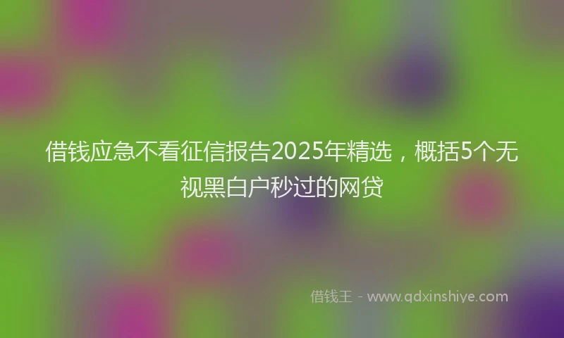 借钱应急不看征信报告2025年精选，概括5个无视黑白户秒过的网贷