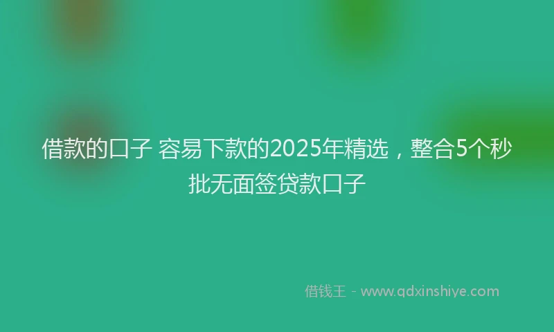 借款的口子 容易下款的2025年精选，整合5个秒批无面签贷款口子