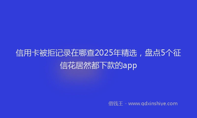 信用卡被拒记录在哪查2025年精选,盘点5个征信花居然都下款的app