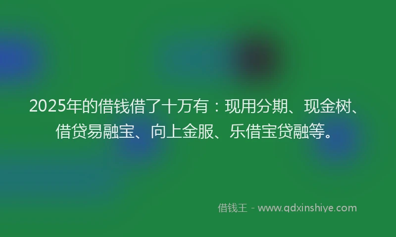 2025年的借钱借了十万有:现用分期、现金树、借贷易融宝、向上金服、乐借宝贷融等。