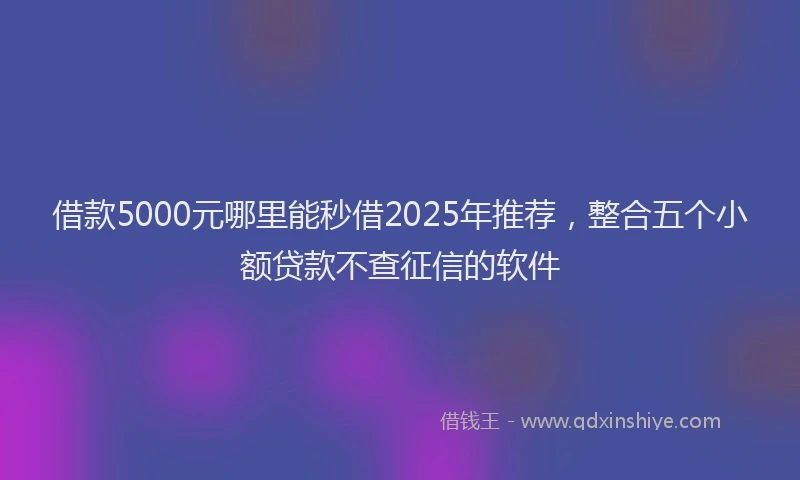 借款5000元哪里能秒借2025年推荐，整合五个小额贷款不查征信的软件