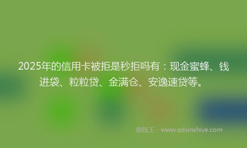 2025年的信用卡被拒是秒拒吗有：现金蜜蜂、钱进袋、粒粒贷、金满仓、安逸速贷等。