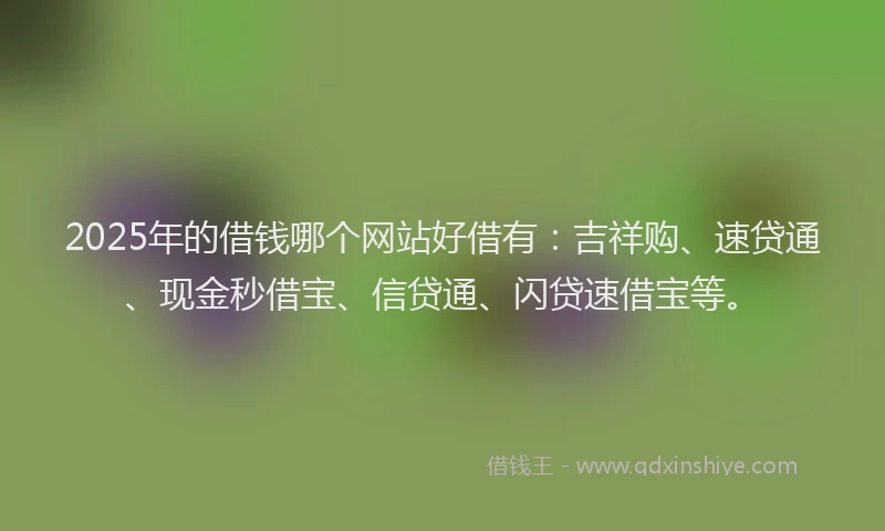 2025年的借钱哪个网站好借有：吉祥购、速贷通、现金秒借宝、信贷通、闪贷速借宝等。