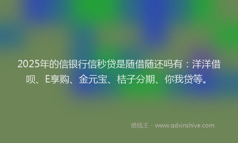 2025年的信银行信秒贷是随借随还吗有：洋洋借呗、E享购、金元宝、桔子分期、你我贷等。