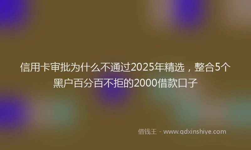 信用卡审批为什么不通过2025年精选，整合5个黑户百分百不拒的2000借款口子