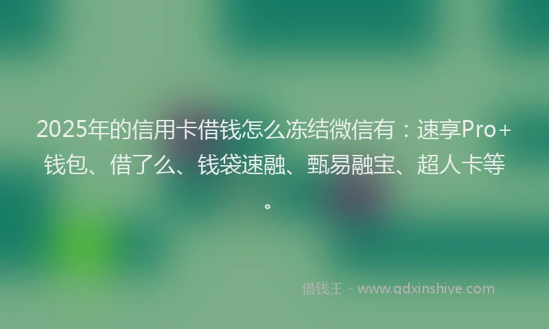 2025年的信用卡借钱怎么冻结微信有：速享Pro+钱包、借了么、钱袋速融、甄易融宝、超人卡等。