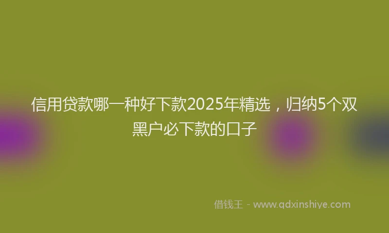 信用贷款哪一种好下款2025年精选，归纳5个双黑户必下款的口子