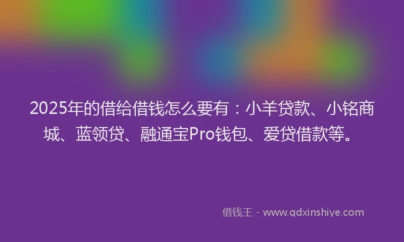 2025年的借给借钱怎么要有：小羊贷款、小铭商城、蓝领贷、融通宝Pro钱包、爱贷借款等。
