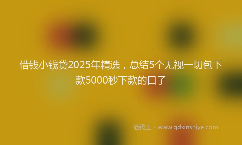 借钱小钱贷2025年精选，总结5个无视一切包下款5000秒下款的口子