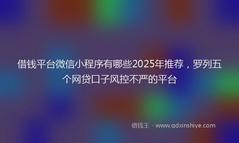 借钱平台微信小程序有哪些2025年推荐，罗列五个网贷口子风控不严的平台