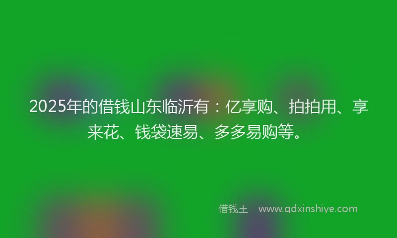 2025年的借钱山东临沂有：亿享购、拍拍用、享来花、钱袋速易、多多易购等。