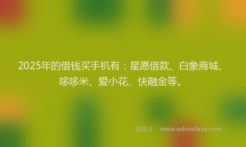 2025年的借钱买手机有：星愿借款、白象商城、哆哆米、爱小花、快融金等。