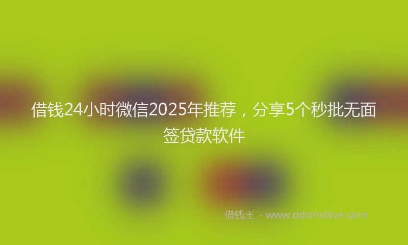 借钱24小时微信2025年推荐，分享5个秒批无面签贷款软件