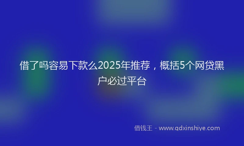 借了吗容易下款么2025年推荐，概括5个网贷黑户必过平台