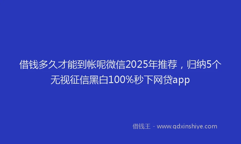 借钱多久才能到帐呢微信2025年推荐，归纳5个无视征信黑白100%秒下网贷app