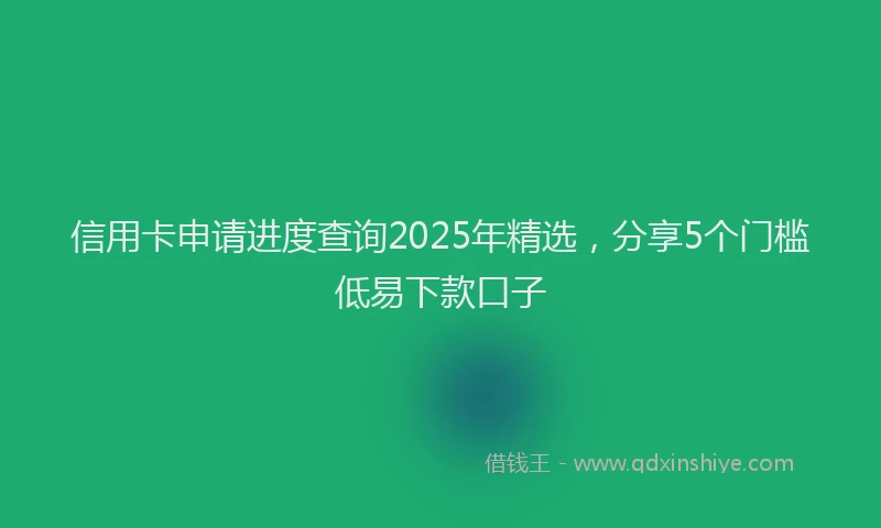 信用卡申请进度查询2025年精选，分享5个门槛低易下款口子