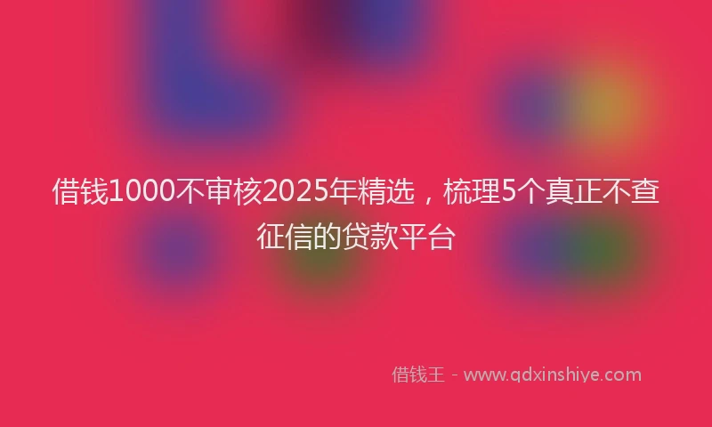 借钱1000不审核2025年精选，梳理5个真正不查征信的贷款平台